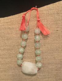Moonstone stone and bead with orange tassel bracelet- Quantity 2 202//264